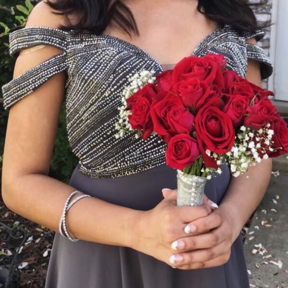 grey prom dress, 0